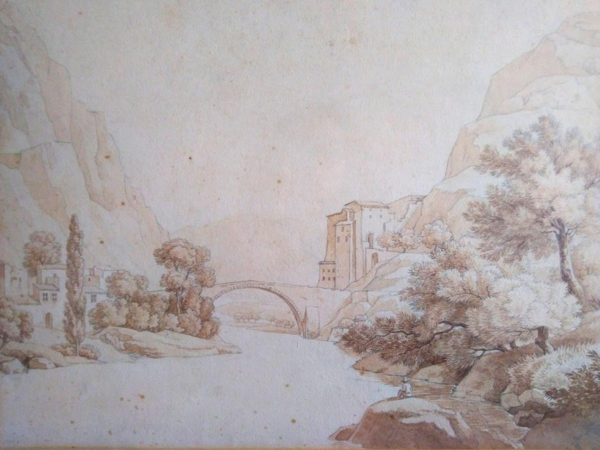 Bourgois Du Castelet (attribué), 1767-1841. Paysage d'Italie