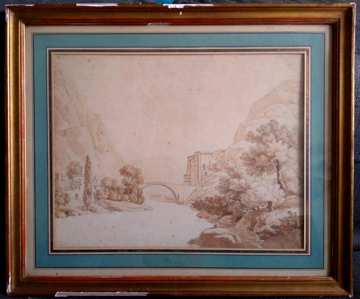 Bourgois Du Castelet (attribué), 1767-1841. Paysage d'Italie-photo-2