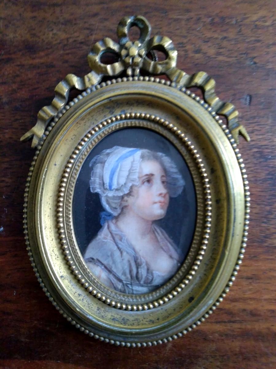 Jean Baptiste Greuze (dans Le Gout De) 1725-1805. Miniature Portrait De Fille-photo-2