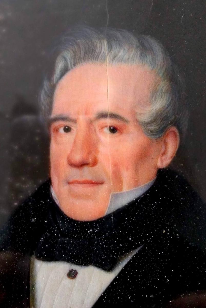 Portrait Miniature d'Homme Aux Cheveux Gris Vers 1840-photo-3