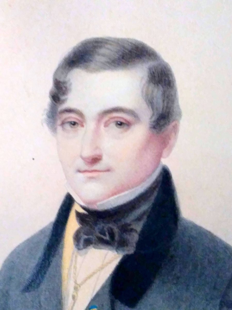 Dessin Ecole Française Du XIX ème. Portrait De Gentilhomme.-photo-3