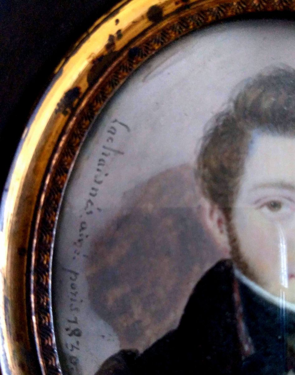 Portrait Miniature Signé Et Daté. Pierre Jean Richard Laschainés (1789-1850?) -photo-4