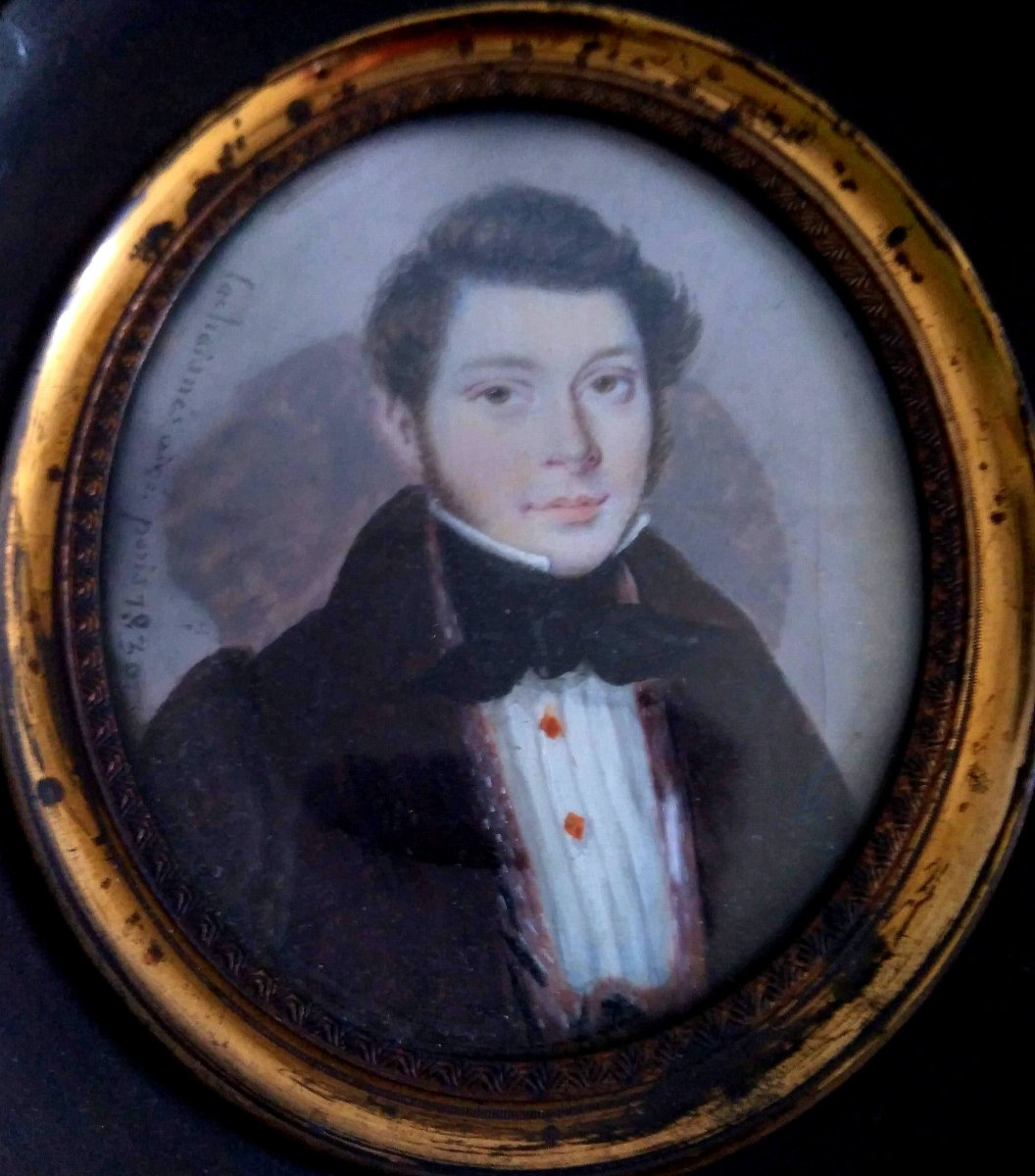 Portrait Miniature Signé Et Daté. Pierre Jean Richard Laschainés (1789-1850?)
