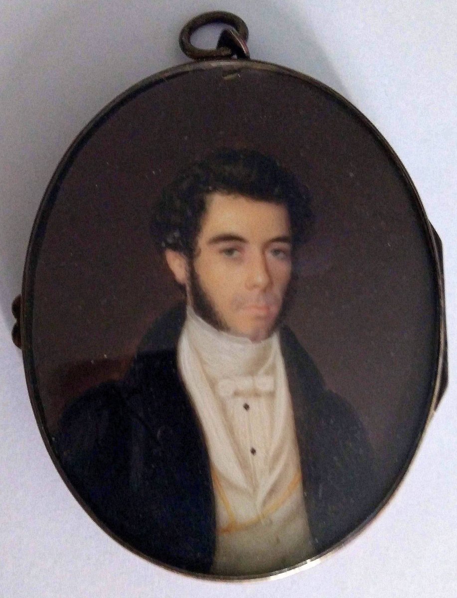 Portrait Miniature école Française Vers 1830.-photo-3
