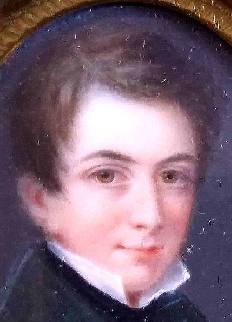 de Labroue, Alphonse (1792-1863) Portrait Miniature jeune homme.-photo-2