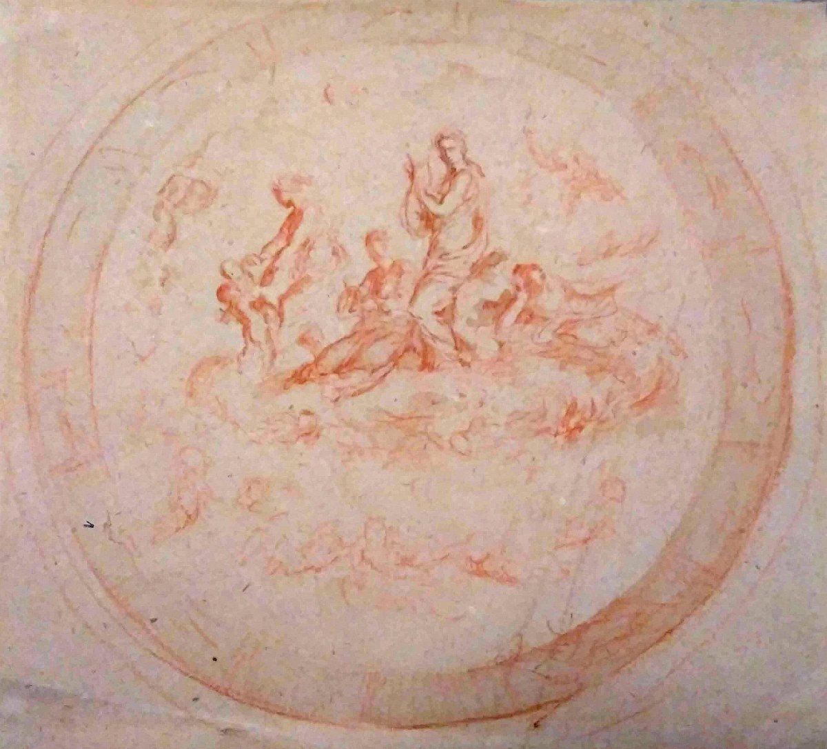 Dessin Ancien Fin XVIII/ XIXème. Sanguine. Êcole Française 