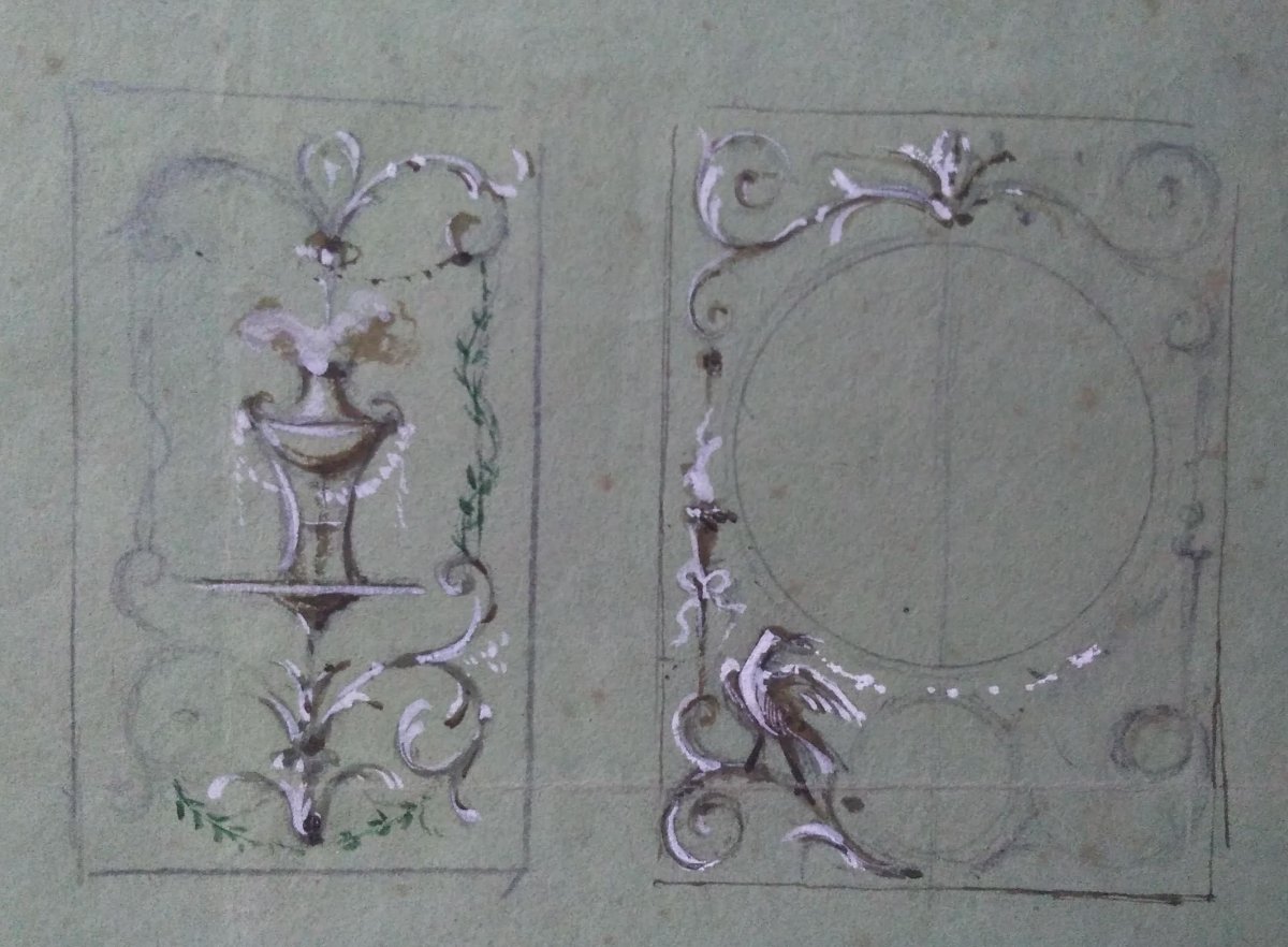 Ensemble De Dessins Anciens XVIIIème. Ècole Française.-photo-4