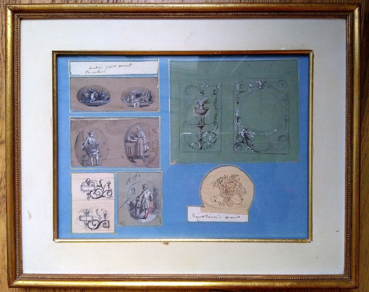 Ensemble De Dessins Anciens XVIIIème. Ècole Française.