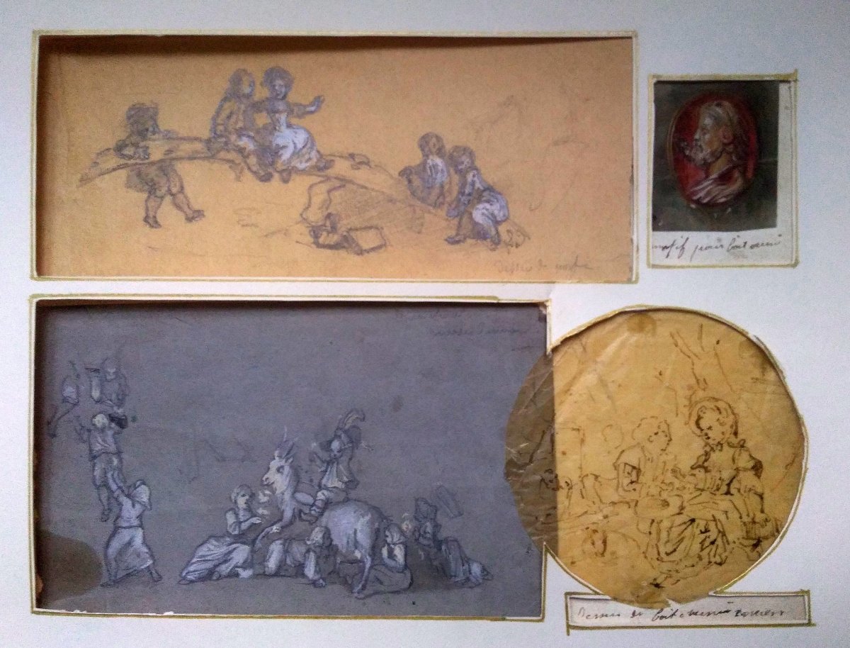 Ensemble De Dessins Anciens XVIIIème. Ècole Française.-photo-2