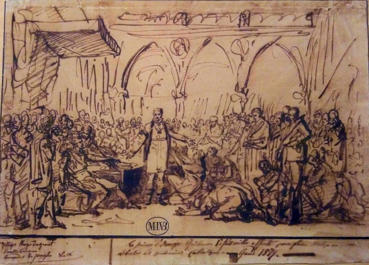 Van Bree, Mathieu Ignace (Anvers 1773-1835). Dessin  à l'Encre-photo-2