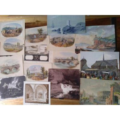Carton Dessins Anciennes XIXéme. Ex Collection Engelman
