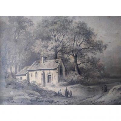 Dessin Ecole FranÇaise XIXÈme. Signé Pernot (1793- 1865). 