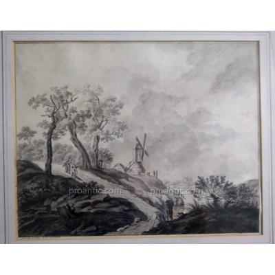 Paire Dessins Flamands XVIII Siécle Signés "Genelly"