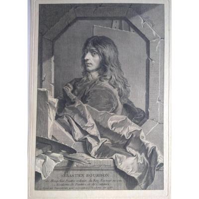 Portrait Gravure Ancienne XVIIIème. Ec. Française Par Rigaud