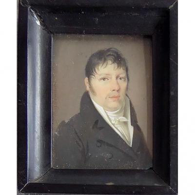 Portrait Miniature èpoque Empire. Ec. Française XIXéme. Signé