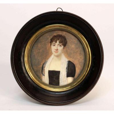 Portrait Miniature Femme époque Empire