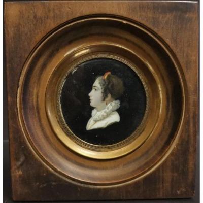Profil Miniature. Ecole Française Du XIX ème. 