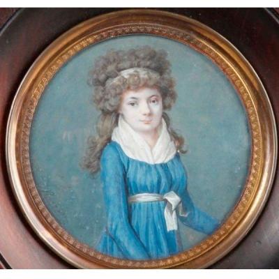 Portrait Miniature école Française Signé 