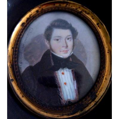 Portrait Miniature Signé Et Daté. Pierre Jean Richard Laschainés (1789-1850?) 