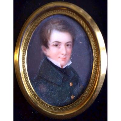 de Labroue, Alphonse (1792-1863) Portrait Miniature jeune homme.