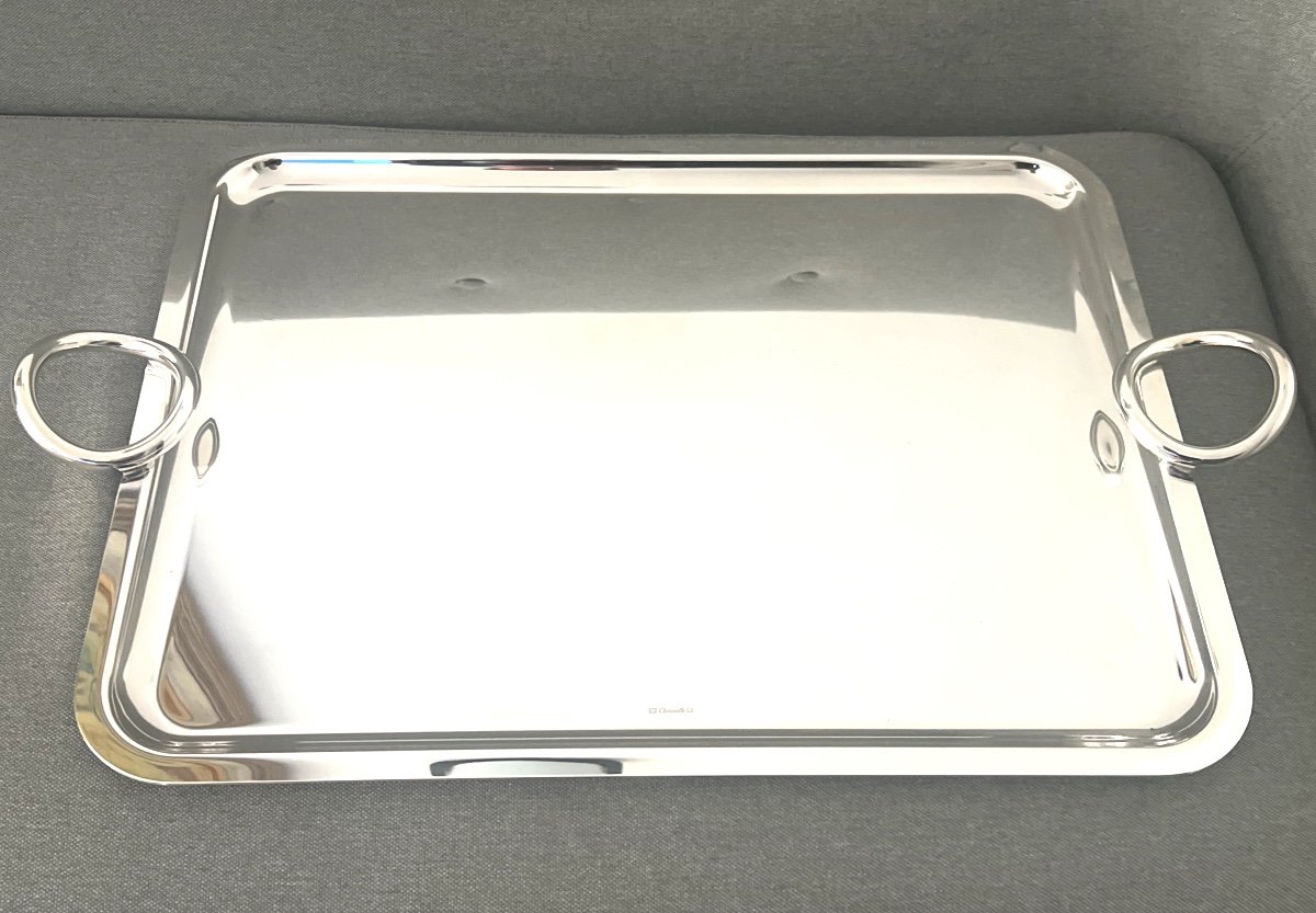 Christofle Plateau Métal Argenté Modèle Vertigo 