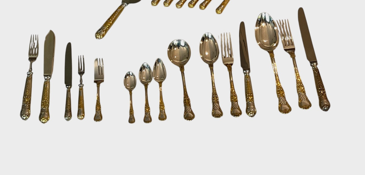 Ménagère Et Pièces De Forme Argent Vermeil -photo-5