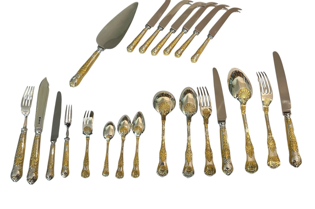 Ménagère Et Pièces De Forme Argent Vermeil -photo-6