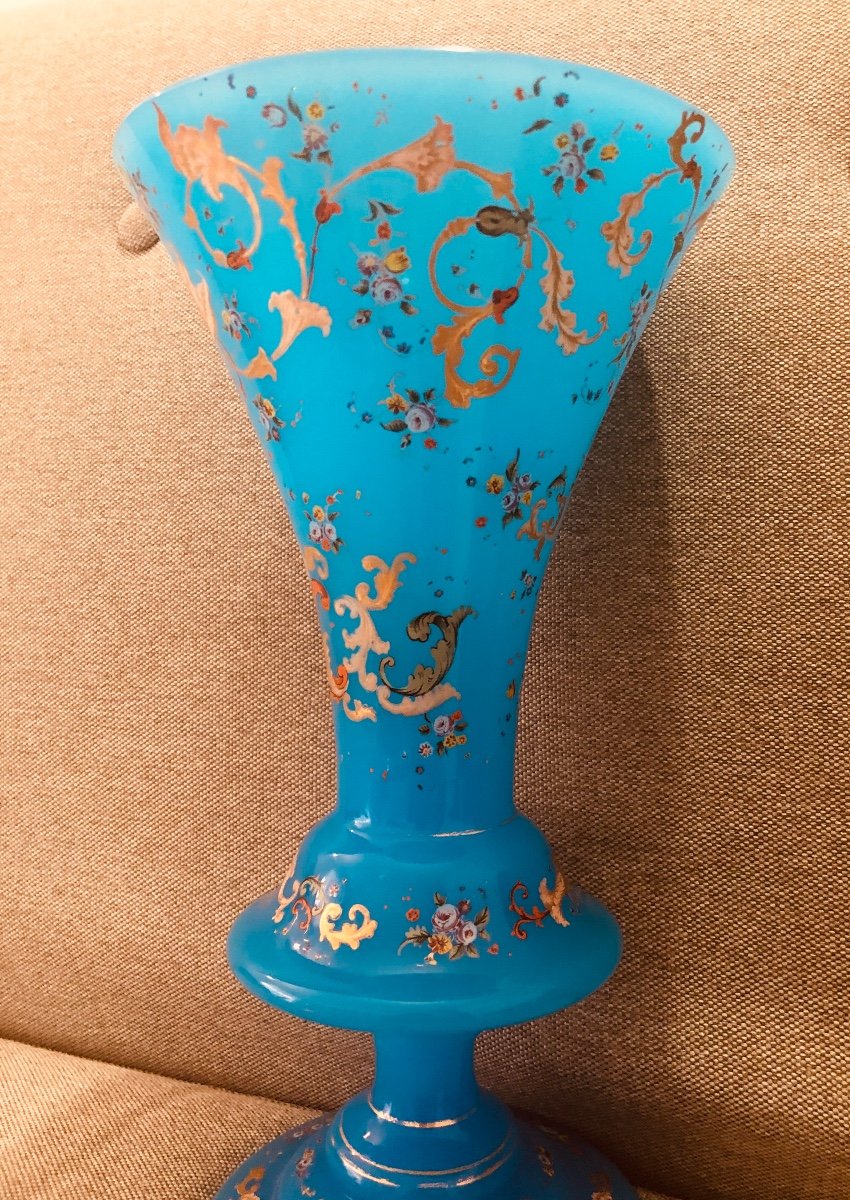 Enameled Blue Opaline Vase-photo-2