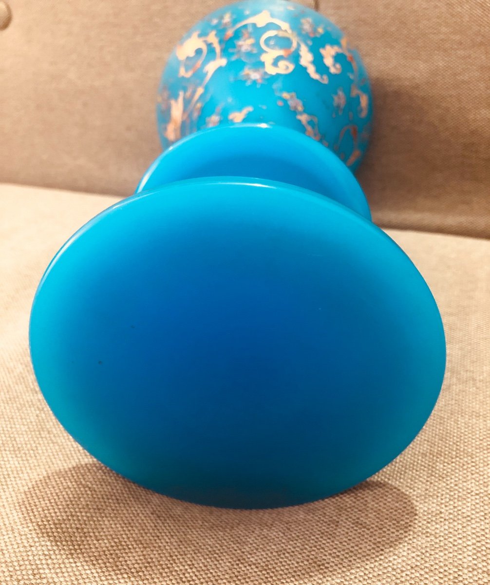 Enameled Blue Opaline Vase-photo-4