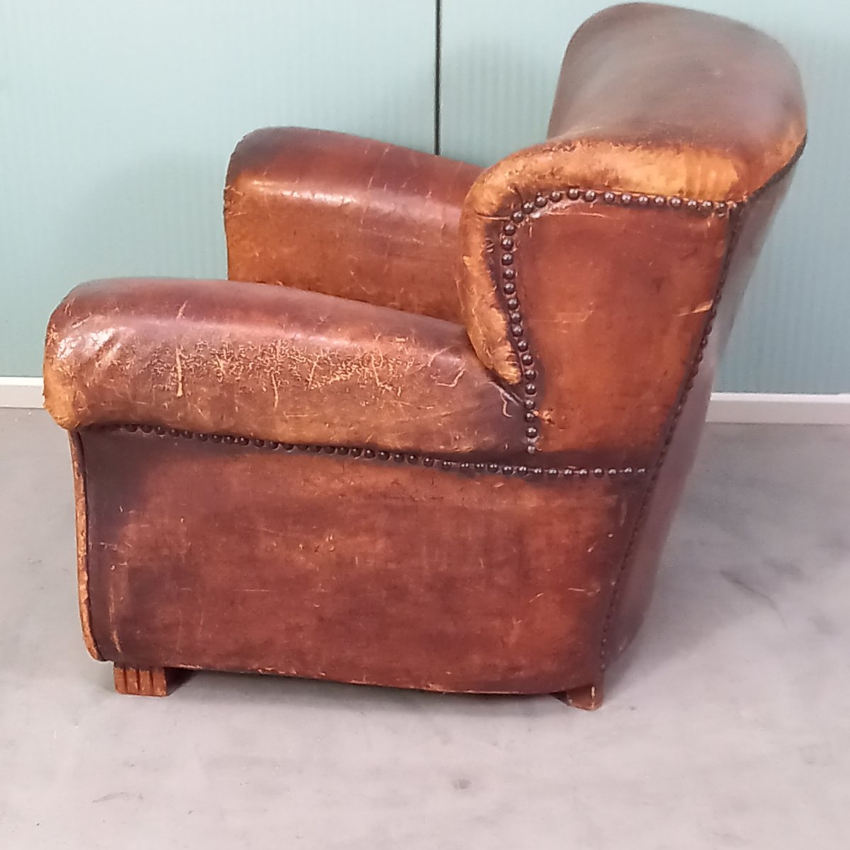 Fauteuil français ancien du XIXe siècle – solidement cloué-photo-4