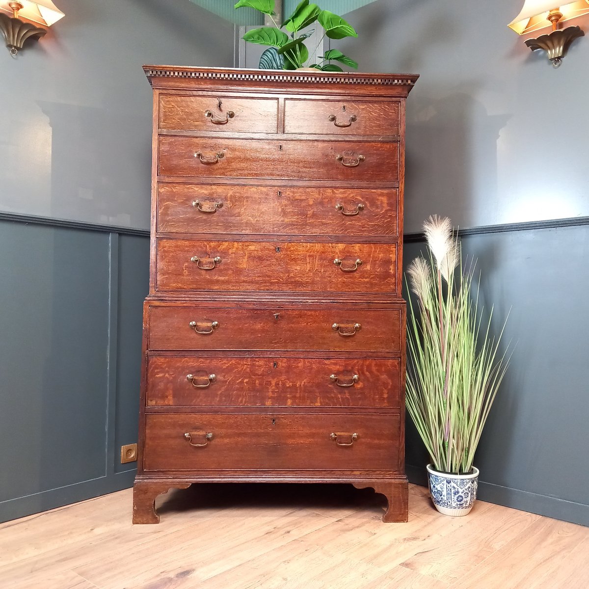 George III Style Chest Of Drawers With Superimposed Drawers, Dated 1830