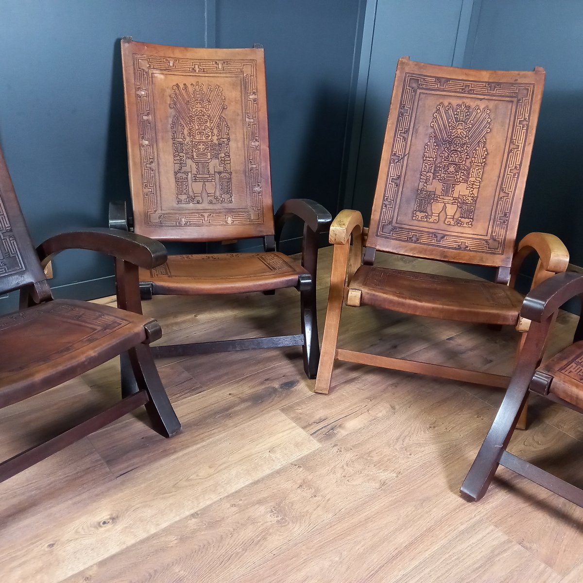 Set Of 4 Brutalist Folding Chairs In The Style Of Angel Pazmino-photo-5