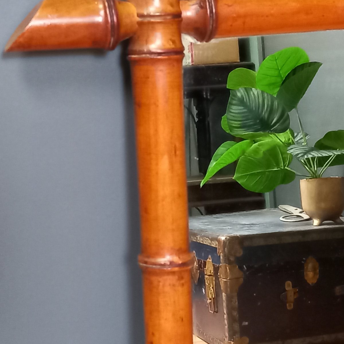 Antique Faux Bamboo Mirror-photo-3