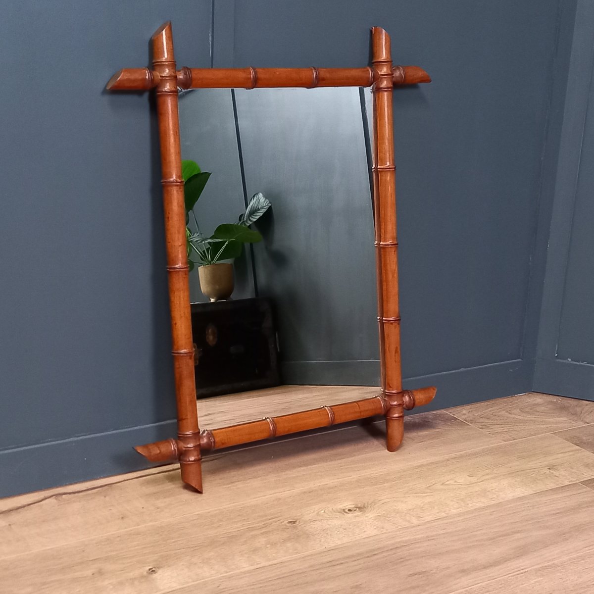Antique Faux Bamboo Mirror-photo-4