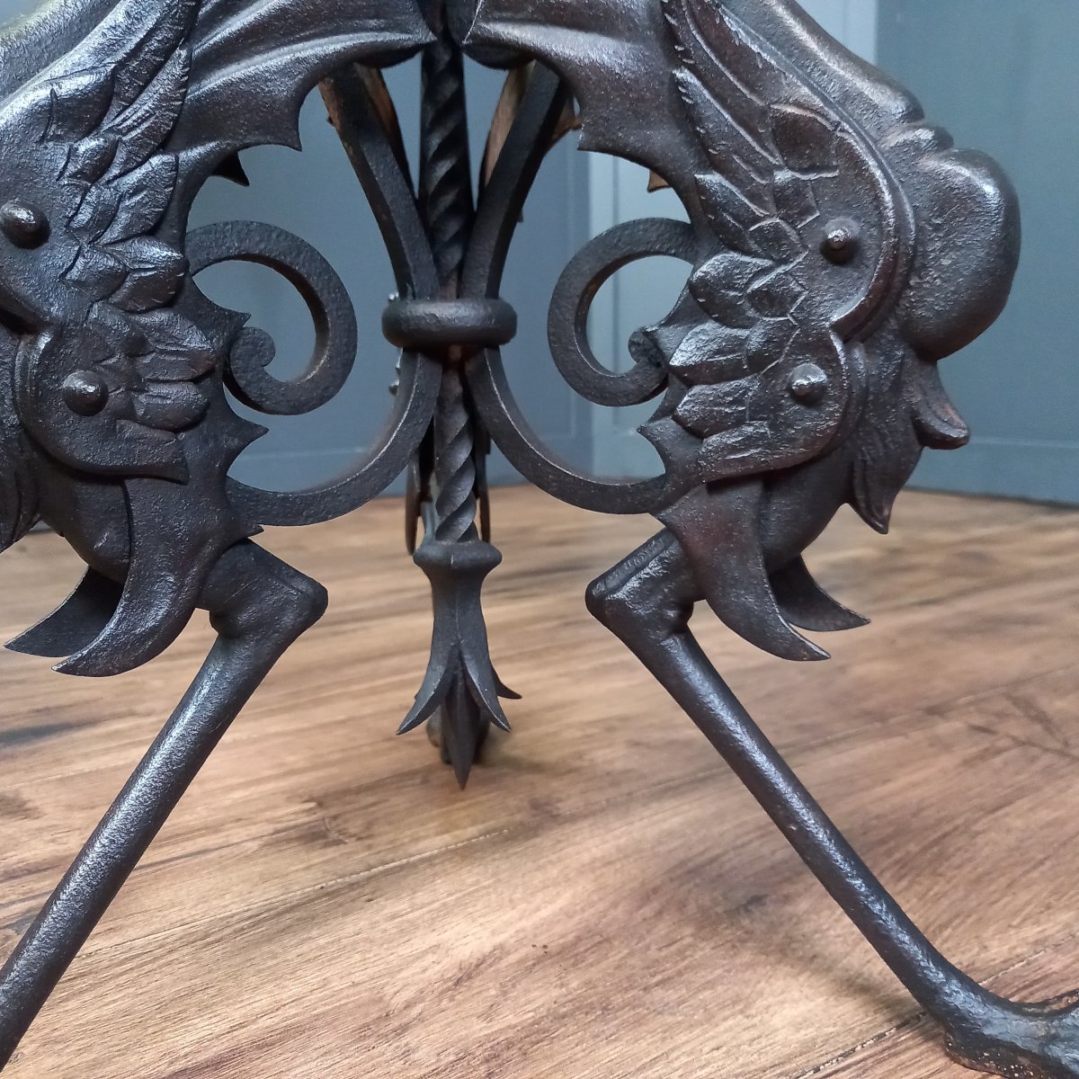 A Unique 19th-century Table Made Of Italian Marble With A Hand-forged Base.-photo-1