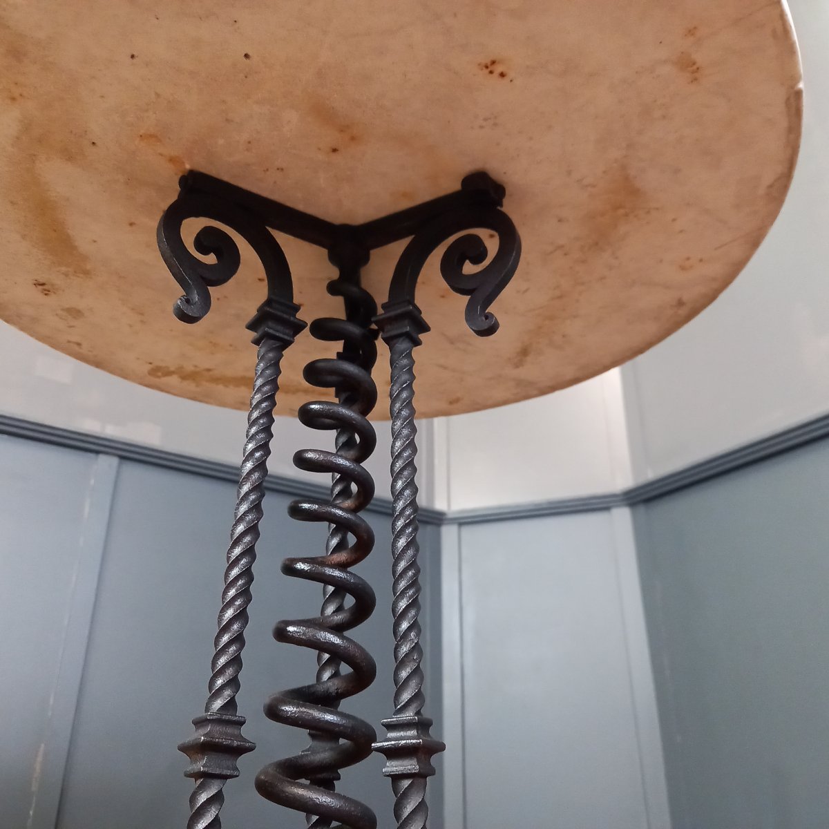 A Unique 19th-century Table Made Of Italian Marble With A Hand-forged Base.-photo-7
