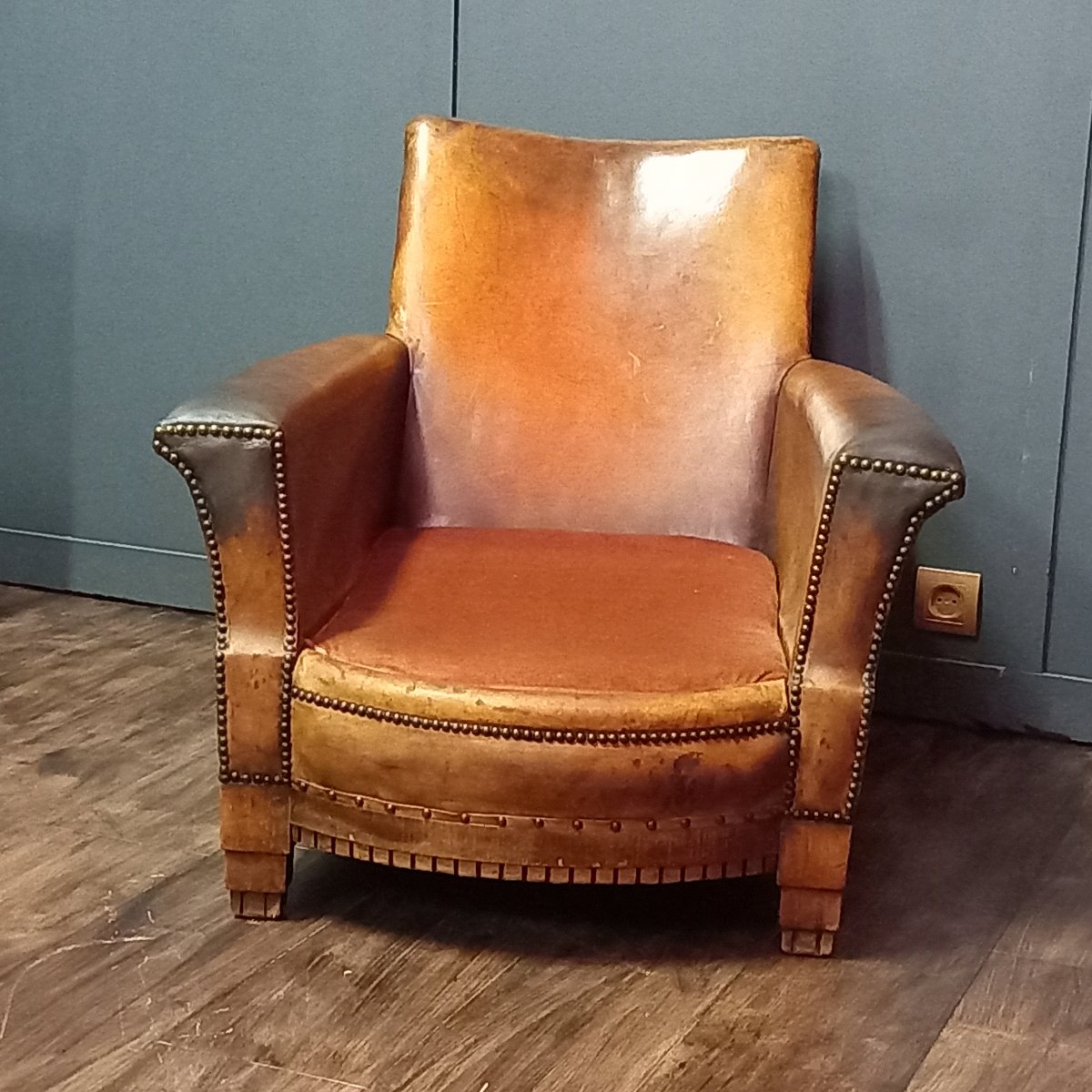 Fauteuil en cuir français – Art déco - Période : 1915–1920-photo-3