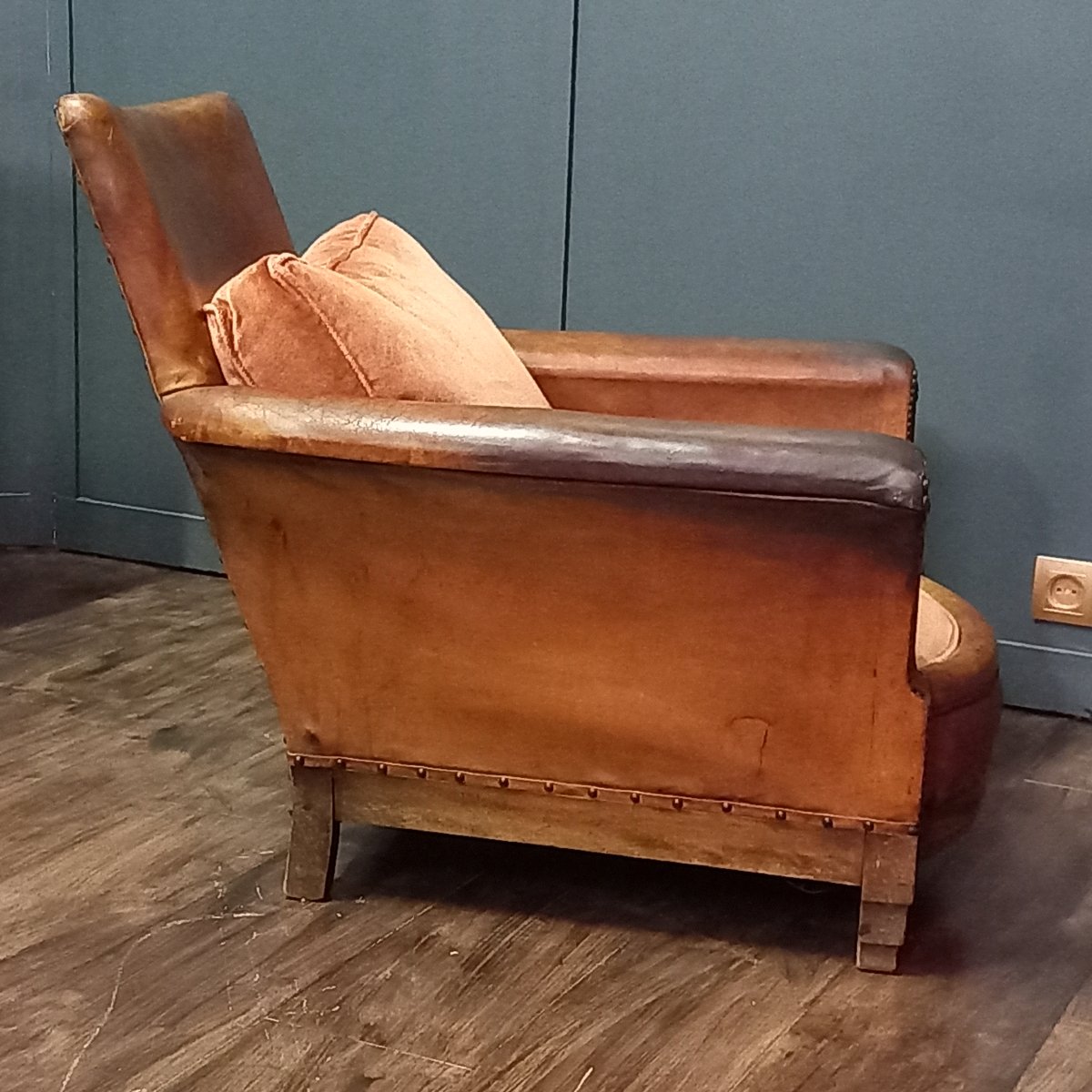 Fauteuil en cuir français – Art déco - Période : 1915–1920-photo-4