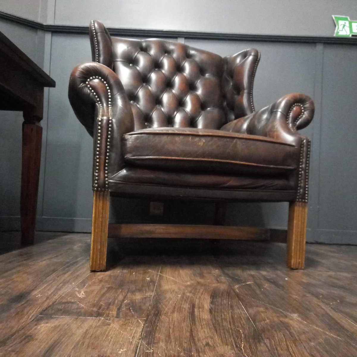 Wingback Chair, Vintage Chesterfield Chair-photo-3