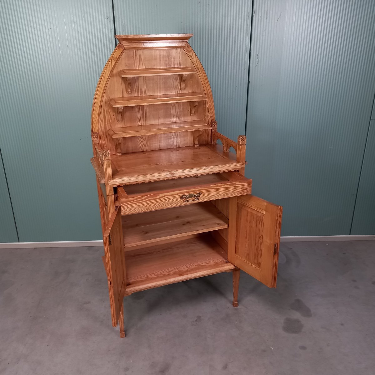 A Unique Piece Of Furniture Made Of Pine With Wood Carvings-photo-2
