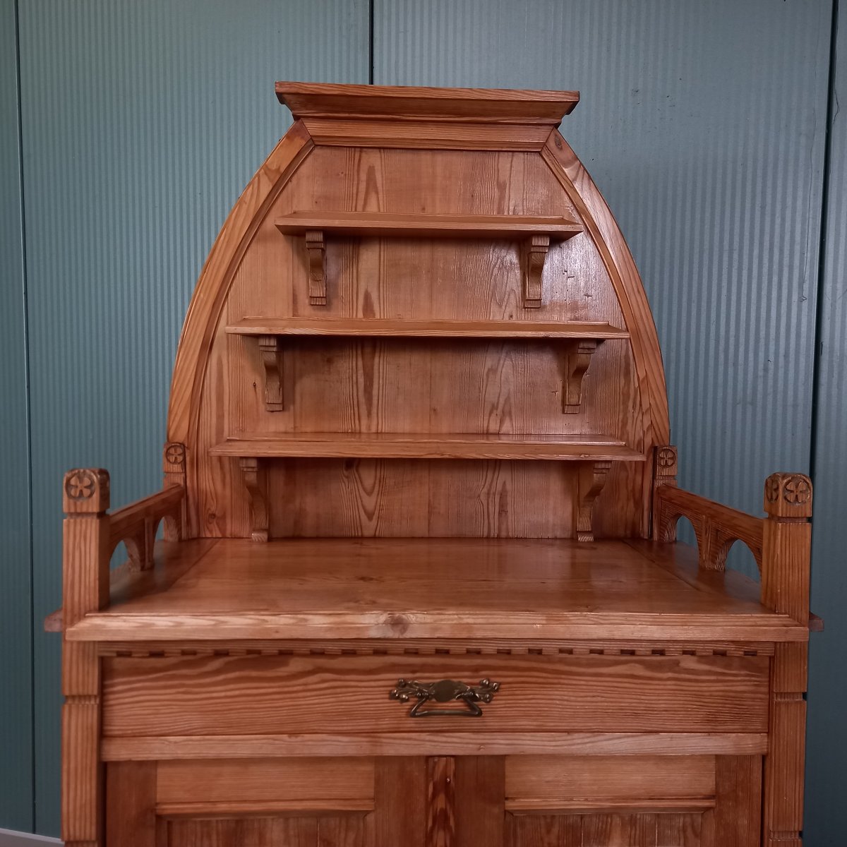 A Unique Piece Of Furniture Made Of Pine With Wood Carvings-photo-3