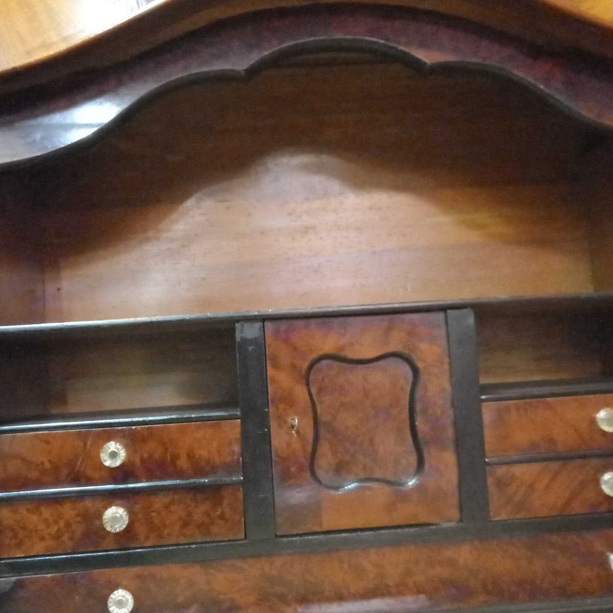 A Walnut Drop-leaf Desk Of Dutch Origin, Topped With A Pediment; William Period-photo-1