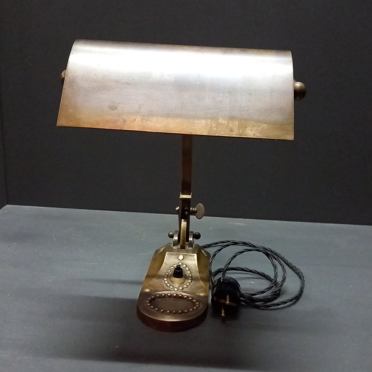 Lampe de notaire / lampe de banquier Art Déco en laiton vieilli-photo-2