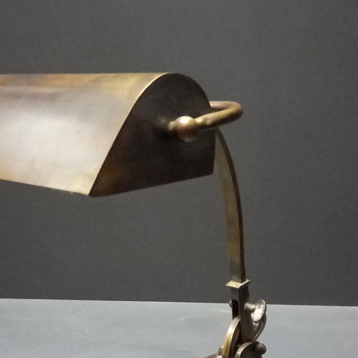 Lampe de notaire / lampe de banquier Art Déco en laiton vieilli-photo-3