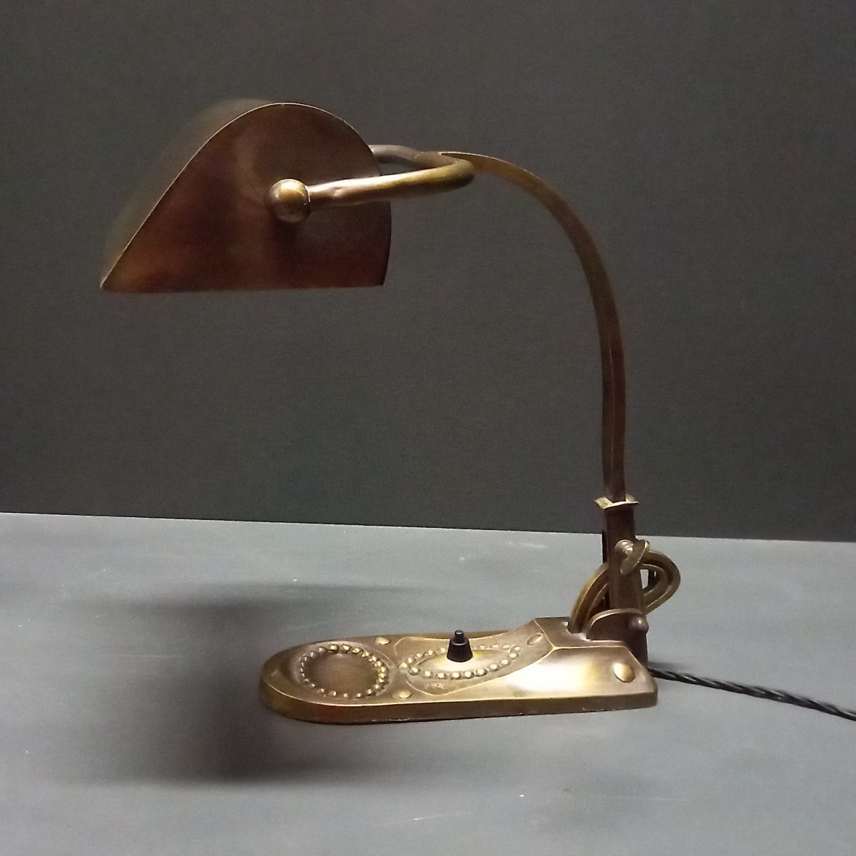 Lampe de notaire / lampe de banquier Art Déco en laiton vieilli-photo-4