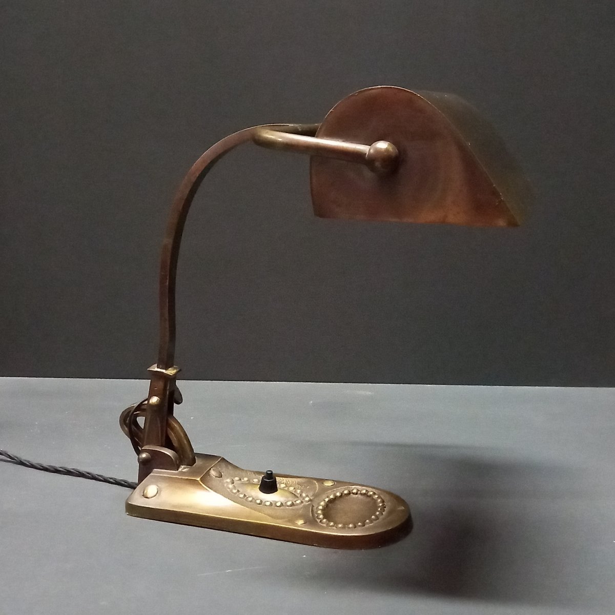 Lampe de notaire / lampe de banquier Art Déco en laiton vieilli-photo-3