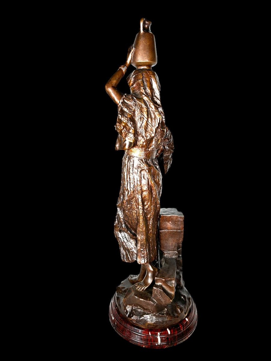 19ieme Siécle  Bronze Sig G.leroux Rebeca Porteusse D Eau-photo-1