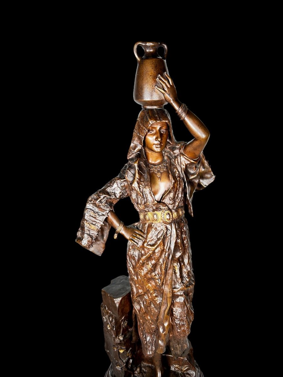 19ieme Siécle  Bronze Sig G.leroux Rebeca Porteusse D Eau-photo-4