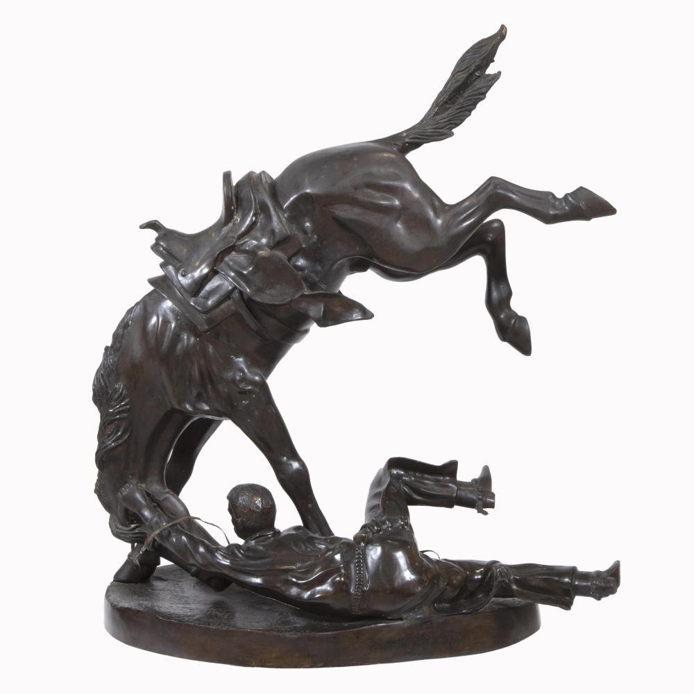 Frederic Sackrider Remington (1861-1909), Sculpture En Bronze d'Un Entraîneur De Chevaux, Signé