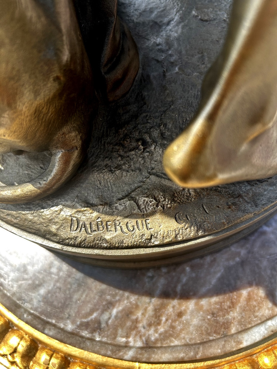 In bronze de 19 ieme siécle sig A.carrier et Dalbergue ciceleur l amour se confie A l amitié-photo-4